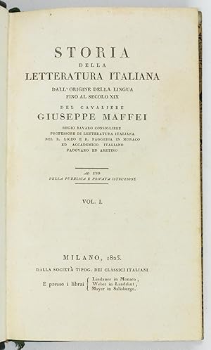 Storia della letteratura italiana dall' origine della lingua fino al secolo XIX. Vol. I(-III).