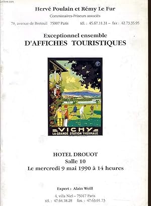 Bild des Verkufers fr CATALOGUE DE VENTE AUX ENCHERES : Exceptionnel ensemble d'affiches touristiques, le mercredi 9 mai 1990  l'htel Drouot zum Verkauf von Le-Livre