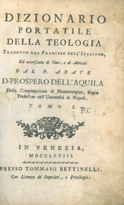Dizionario portatile della Teologia.