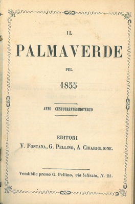 Il Palmaverde per l'Anno 1855. Anno centotrentesimoterzo.