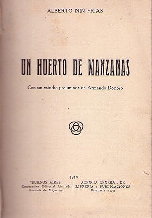 Imagen del vendedor de UN HUERTO DE MANZANAS. Con un estudio preliminar de Armando Donoso a la venta por Buenos Aires Libros
