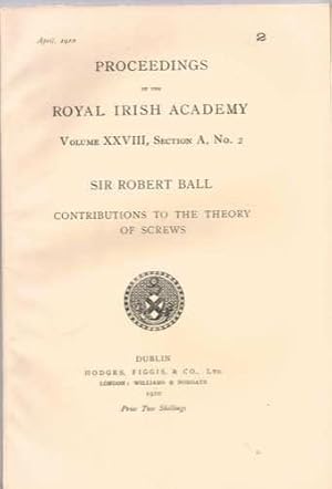 Contributions to the Theory of Screws (Proceedings of the Royal Irish Academy)