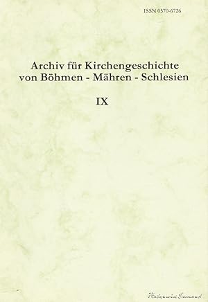 Image du vendeur pour Archiv fr Kirchengeschichte von Bhmen - Mhren - Schlesien Band IX. mis en vente par Antiquariat Immanuel, Einzelhandel