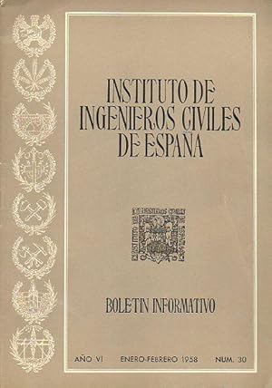 Imagen del vendedor de BOLETN INFORMATIVO DEL INSTITUTO DE INGENIEROS CIVILES DE ESPAA. Ao VI. N 30. a la venta por angeles sancha libros