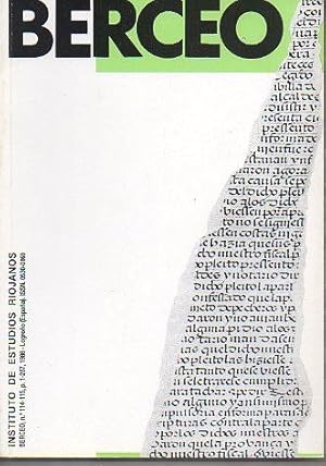 Bild des Verkufers fr Revista: BERCEO. N 114-115. El neobarroco en La Rioja del s. XX. Fueros y ordenanzas municipales en el valle de Ojacastro y Valdezcaray. La quiebra de la casa de Arellano. Fuentes escritas del siglo I a. C. sobre los Berones. zum Verkauf von angeles sancha libros