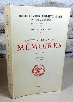 Seller image for Acadmie des sciences, belles-lettres et arts de Besanon. Procs-verbaux et mmoires annes 1970 - 1971. for sale by Latulu