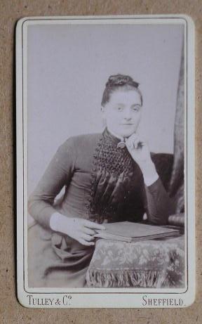 Bild des Verkufers fr Carte De Visite Photograph: Portrait of a Young Woman with a Book. zum Verkauf von N. G. Lawrie Books