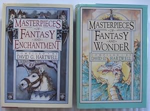 Imagen del vendedor de Grouping: "Masterpieces of Fantasy and Enchantment", with "Masterpieces of Fantasy and Wonder" - 2 hard covers in uniform jackets - The Last of the Huggermuggers: A Giant Story, The King's Bride, The Gray Wolf, The Detective of Dreams, The 17 Virgins + a la venta por Nessa Books