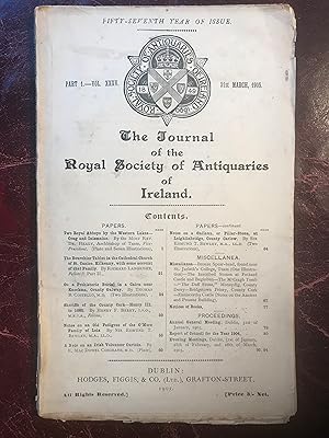 Bild des Verkufers fr The Journal of The Royal Society of Antiquaries of Ireland Part 1. VOL.XXXV 31st March, 1905 On a Prehistoric Burial in a Cairn near Knockma, County Galway. Thomas B. Costello zum Verkauf von Three Geese in Flight Celtic Books