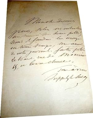 Mot autographe signée d'Hippolyte Lucas à un confrère pour l'envoie d'une année de son journal.
