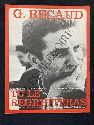 Imagen del vendedor de GILBERT BECAUD-TU LE REGRETTERAS-PARTITION MUSICALE a la venta por Yves Grgoire