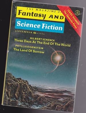 Imagen del vendedor de The Magazine of Fantasy and Science Fiction September 1977 - Devlin's Dream, The Land of Sorrow, Three Days at the End of the World, Shadetree, One Fine Day, Dead Man's Chest, The Armageddon Decision, Lhude Sing Cuccu!, The Opposite Poles a la venta por Nessa Books