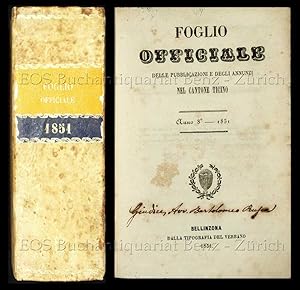 Foglio officiale delle pubblicazioni e degli annunzi nel cantone Ticino. Anno 8° - 1851.