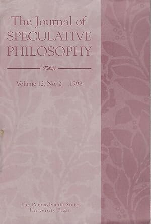 Image du vendeur pour The Journal of Speculative Philosophy: Volume 12, No. 2; New Series 1998 mis en vente par Dorley House Books, Inc.