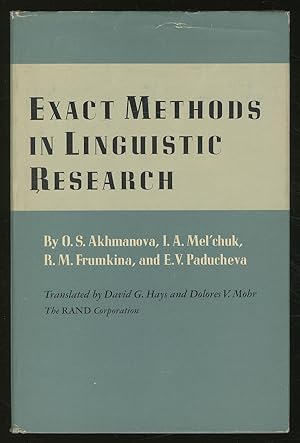 Seller image for Exact Methods in Linguistic Research for sale by Between the Covers-Rare Books, Inc. ABAA