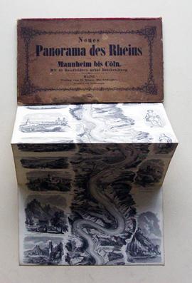 Imagen del vendedor de Der Rhein v. Mannheim bis Cln gezeichnet und in Stahl gestochen Friedrich Herchenhein. Neues Panorama des Rheins von Mannheim bis Cln. Mit 45 Randbildern nebst Beschreibung.- Nouveau Panorama du Rhin de Mannheim a Cologne. Avec 45 vignettes et descriptions. - New Panorama of the Rhine from Mannheim to Cologne. With 45 marginal views and a description. (Deckeltitel). a la venta por antiquariat peter petrej - Bibliopolium AG