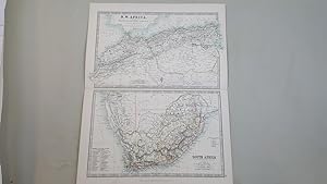 Map of N.W. Africa comprising Marocco, Algeria & Tunis and Map of South Africa with electoral div...