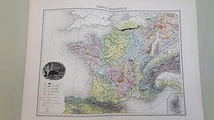 Map of France Geologique with inset map of Corsica [ taken from Migeon's Geographie Universelle ]