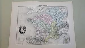 Map of France Physique with inset map of Corsica [ taken from Migeon's Geographie Universelle ]