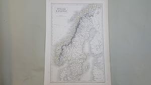 Bild des Verkufers fr Map of Sweden & Norway [ taken from Black's General Atlas ] zum Verkauf von Keoghs Books