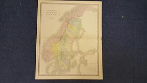 Map of Sweden and Norway Lithographed Edition