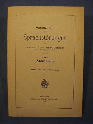 Seller image for Vorlesungen ber Sprachstrungen, 2. Heft: Stammeln. for sale by Das Konversations-Lexikon
