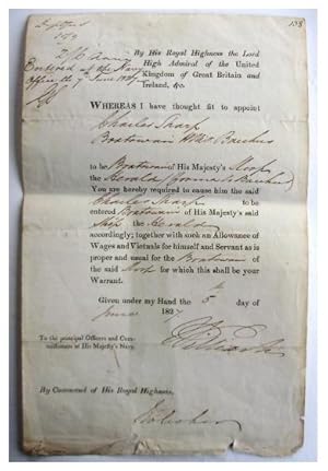 Official Royal Navy document dated June 5th 1827, signed in the original hand of William IV, whom...