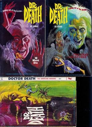 Bild des Verkufers fr DR. (DOCTOR) DEATH" BOOKS: # 1 12 Must Die / # 2 The Gray Creatures / # 3 The Shrivelling Murders / # 4 Stories from Dr. (Doctor) Death and Other Terror Tales zum Verkauf von John McCormick