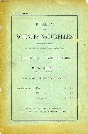 Image du vendeur pour BULLETIN DES SCIENCES NATURELLES DE LA FACULTE DES SCIENCES DE PARIS, N 2, JAN. 1895 mis en vente par Le-Livre