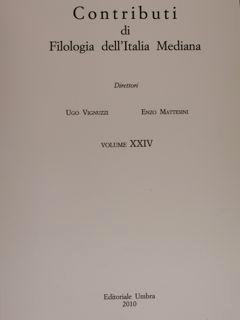 Immagine del venditore per CONTRIBUTI DI FILOLOGIA DELL'ITALIA MEDIANA. VOL. XXIV (2010). venduto da EDITORIALE UMBRA SAS