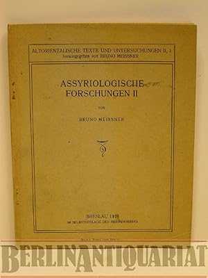 Imagen del vendedor de Assyriologische Forschungen II. a la venta por BerlinAntiquariat, Karl-Heinz Than