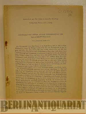 Bild des Verkufers fr Deutschlands Anteil an der Erschlieung der Keilschriftensprachen. zum Verkauf von BerlinAntiquariat, Karl-Heinz Than