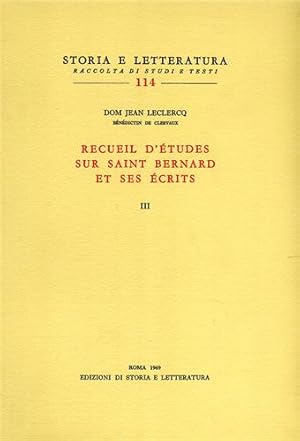 Bild des Verkufers fr Recueil d'tudes sur saint Bernard et ses crits. Vol.III. zum Verkauf von FIRENZELIBRI SRL