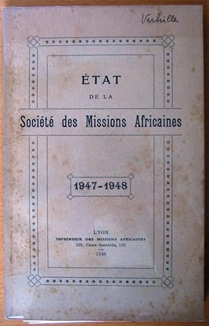 Etat de la société des missions africaines 1947-1948