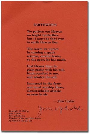 Bild des Verkufers fr Earthworm zum Verkauf von Between the Covers-Rare Books, Inc. ABAA