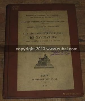 Image du vendeur pour VIIIe Congres International de Navigation, tenu a Paris du 28 juillet au 3 aout 1900. Compte rendu sommaire. mis en vente par Zubal-Books, Since 1961