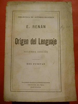 Imagen del vendedor de ORIGEN DEL LENGUAJE. a la venta por Carmichael Alonso Libros