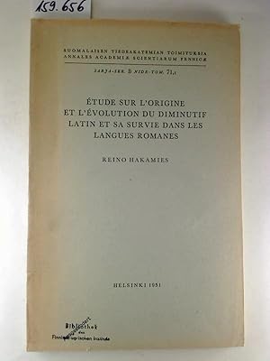 Études sur l`origine et l`évolution du diminutif latin et sa survie dans les langues romanes.