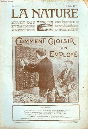 Image du vendeur pour La nature n 2279 - La guerre sous-marine par A.G, comment choisir un employ par A.B, la production mondiale en tonnage commercial par Rabot, Les emplois industriels du chalumeau par Volta. mis en vente par Le-Livre