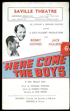 Seller image for Here Come the Boys: Souvenir Theatre Programme Performed at Saville Theatre, Shaftesbury Avenue, London for sale by Little Stour Books PBFA Member