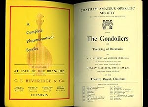 Seller image for The Gondoliers or The King of Barataria: Souvenir Theatre Programme Performed at Theatre Royal, Chatham, Medway, Kent for sale by Little Stour Books PBFA Member