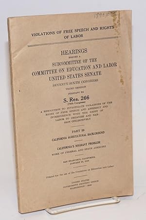 Imagen del vendedor de California agricultural background. California's migrant problem, work of federal and state agencies. San Francisco, California, January 25, 1940 a la venta por Bolerium Books Inc.