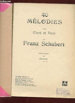 Image du vendeur pour 40 MELODIES POUR CHANT ET PIANO. mis en vente par Le-Livre