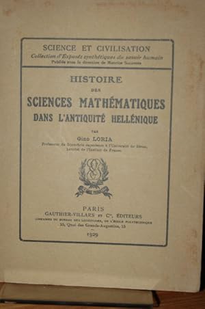 Histoire des Sciences Mathematiques dans L'Antiquite Hellenique