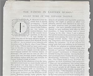 Imagen del vendedor de The Famine In Eastern Russia: Relief Work Of The Younger Tolstoy a la venta por Legacy Books II