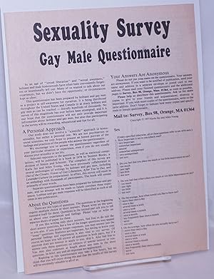 Seller image for Sexuality Survey: gay male questionnaire for sale by Bolerium Books Inc.