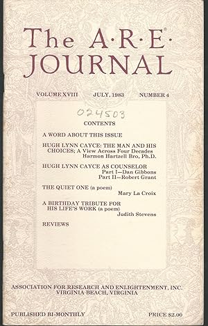 Immagine del venditore per The A.R.E. Journal; Volume XVIII, No.4: July, 1983 venduto da Dorley House Books, Inc.