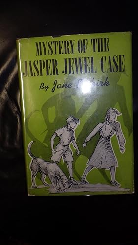 Seller image for Mystery of the Jasper Jewel Case in Green , B/W Dustjacket of Boy & Girl & Dog showing their Silhouette behind Them, Humorous & Lively Story of Mystery & Adventure takes place on Beautiful Georgia Plantation where Willa Ethridge & her Brother, Raeburn are for sale by Bluff Park Rare Books