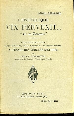 Seller image for L'encyclique Vix Pervenit sur les contrats for sale by Librairie Le Nord