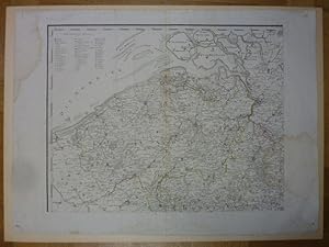 grenzkolorierte Landkarte Flandern, Ost-Brabant und Nordsee wohl aus dem 18 Jahrhundert, Kupferst...